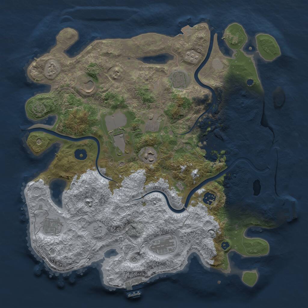 Rust Map: Procedural Map, Size: 3800, Seed: 650789, 16 Monuments