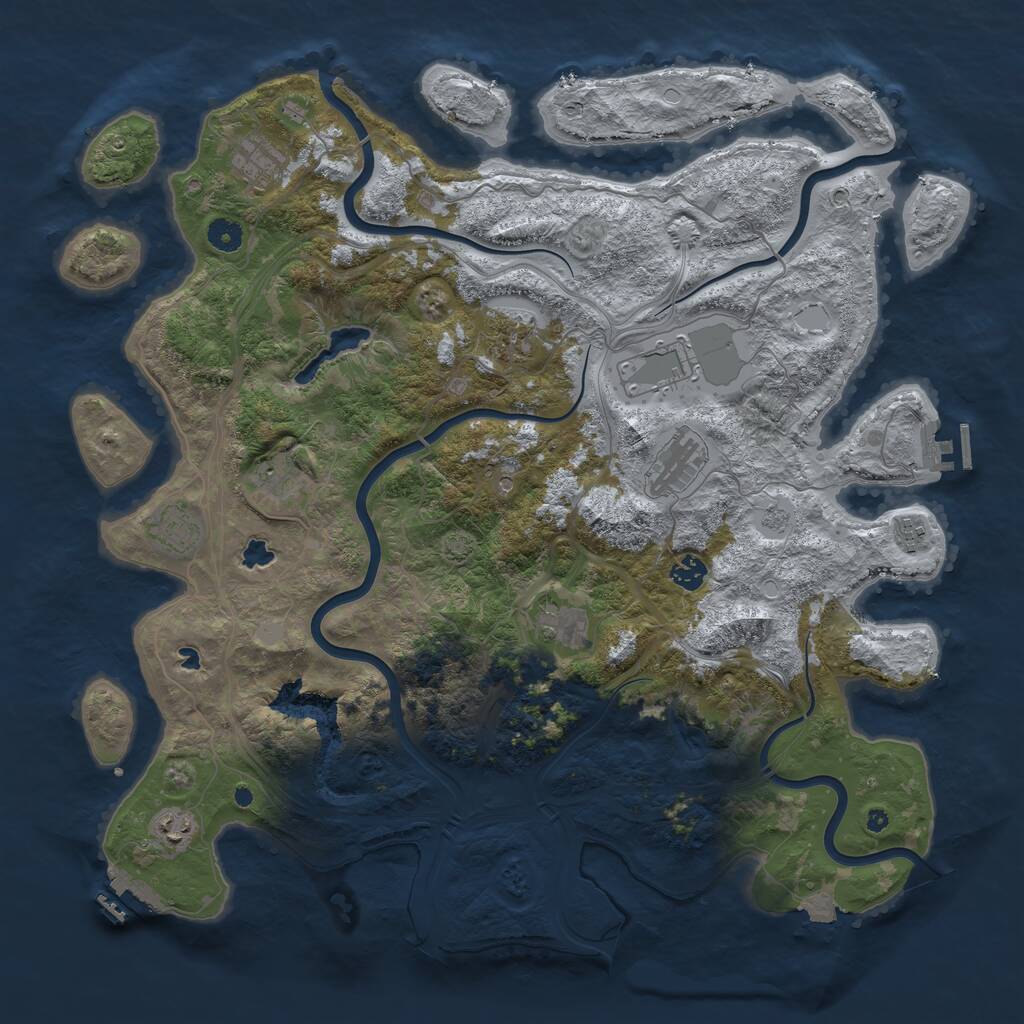 Rust Map: Procedural Map, Size: 4500, Seed: 1092356, 16 Monuments