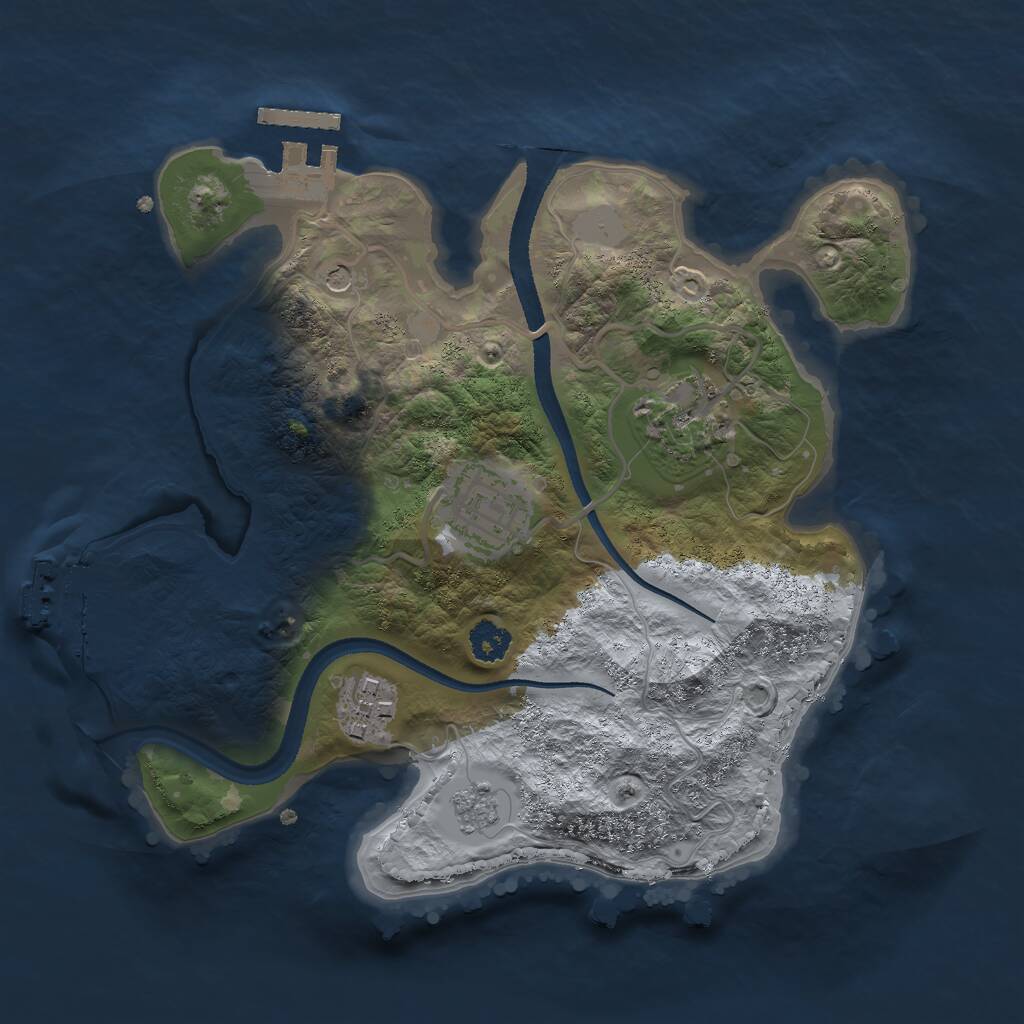 Rust Map: Procedural Map, Size: 2500, Seed: 1174516944, 8 Monuments