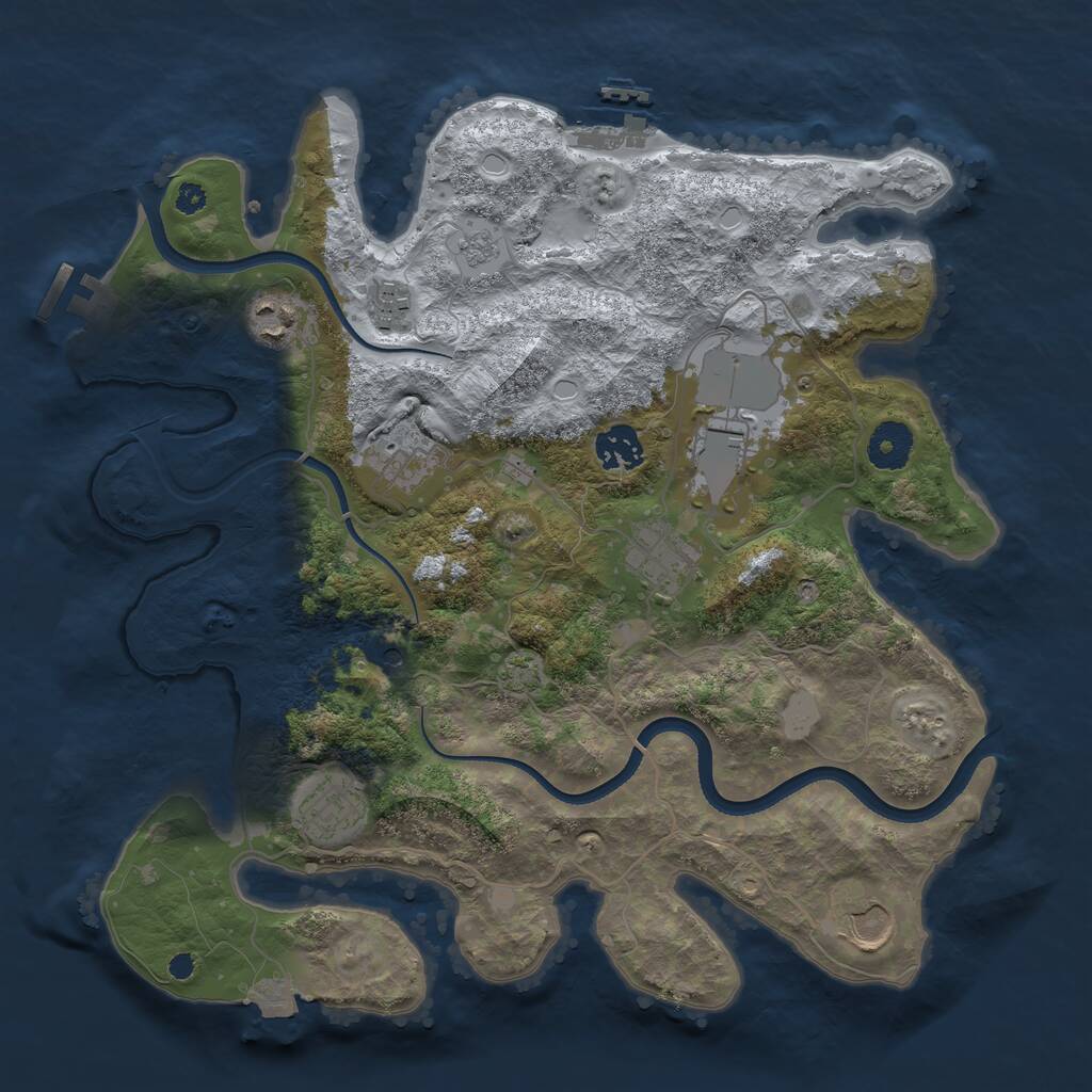Rust Map: Procedural Map, Size: 3500, Seed: 1872896179, 14 Monuments