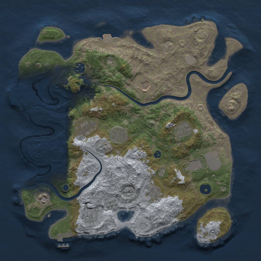 Rust Map: Procedural Map, Size: 3600, Seed: 26647707, 16 Monuments