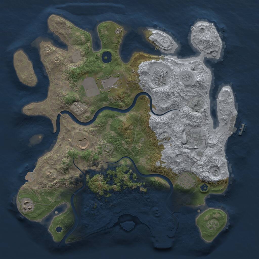 Rust Map: Procedural Map, Size: 3500, Seed: 3426, 13 Monuments
