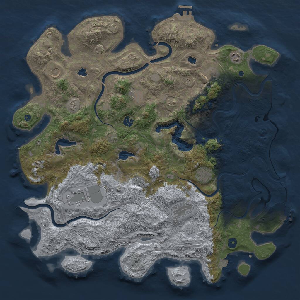 Rust Map: Procedural Map, Size: 4500, Seed: 2079844437, 15 Monuments