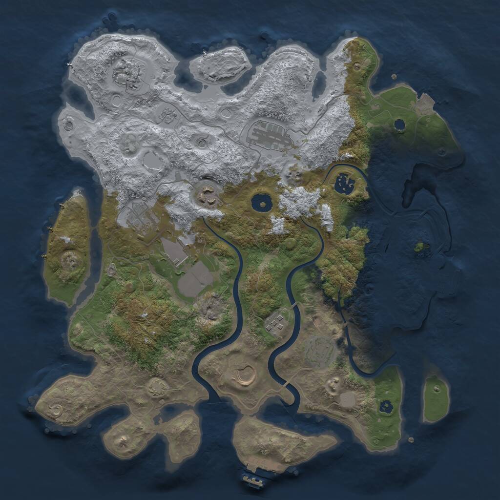 Rust Map: Procedural Map, Size: 3700, Seed: 1961435655, 15 Monuments