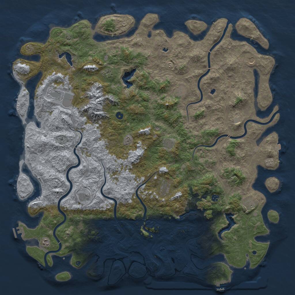 Rust Map: Procedural Map, Size: 6000, Seed: 1709043232, 17 Monuments