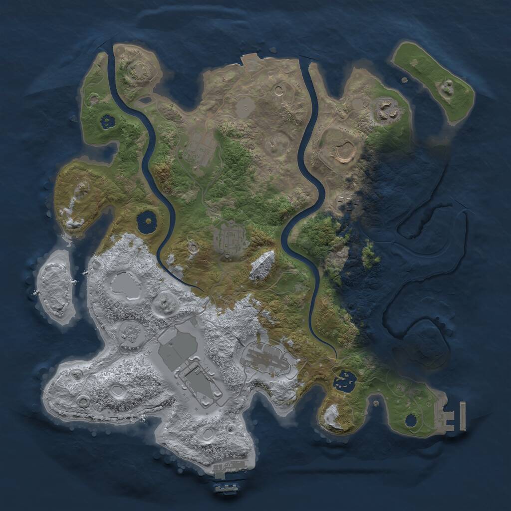 Rust Map: Procedural Map, Size: 3500, Seed: 6674, 14 Monuments