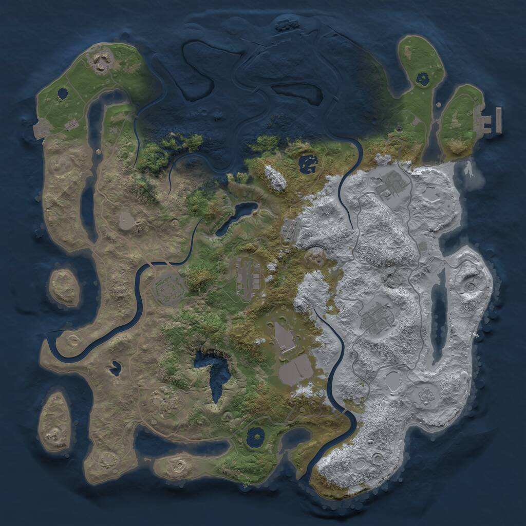 Rust Map: Procedural Map, Size: 4000, Seed: 49760, 15 Monuments