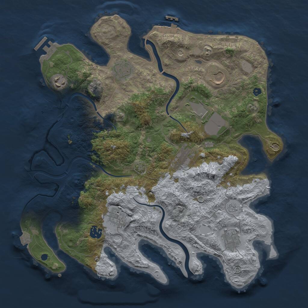 Rust Map: Procedural Map, Size: 3700, Seed: 390344391, 15 Monuments