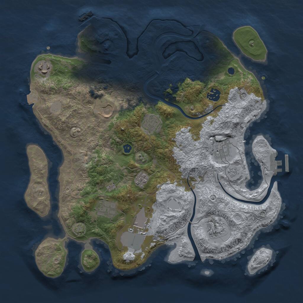 Rust Map: Procedural Map, Size: 3500, Seed: 42387, 15 Monuments