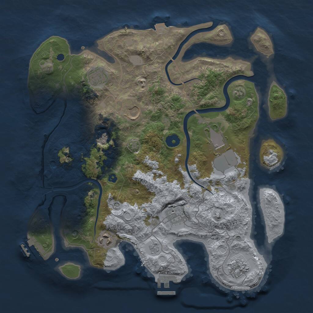 Rust Map: Procedural Map, Size: 3500, Seed: 21370, 13 Monuments