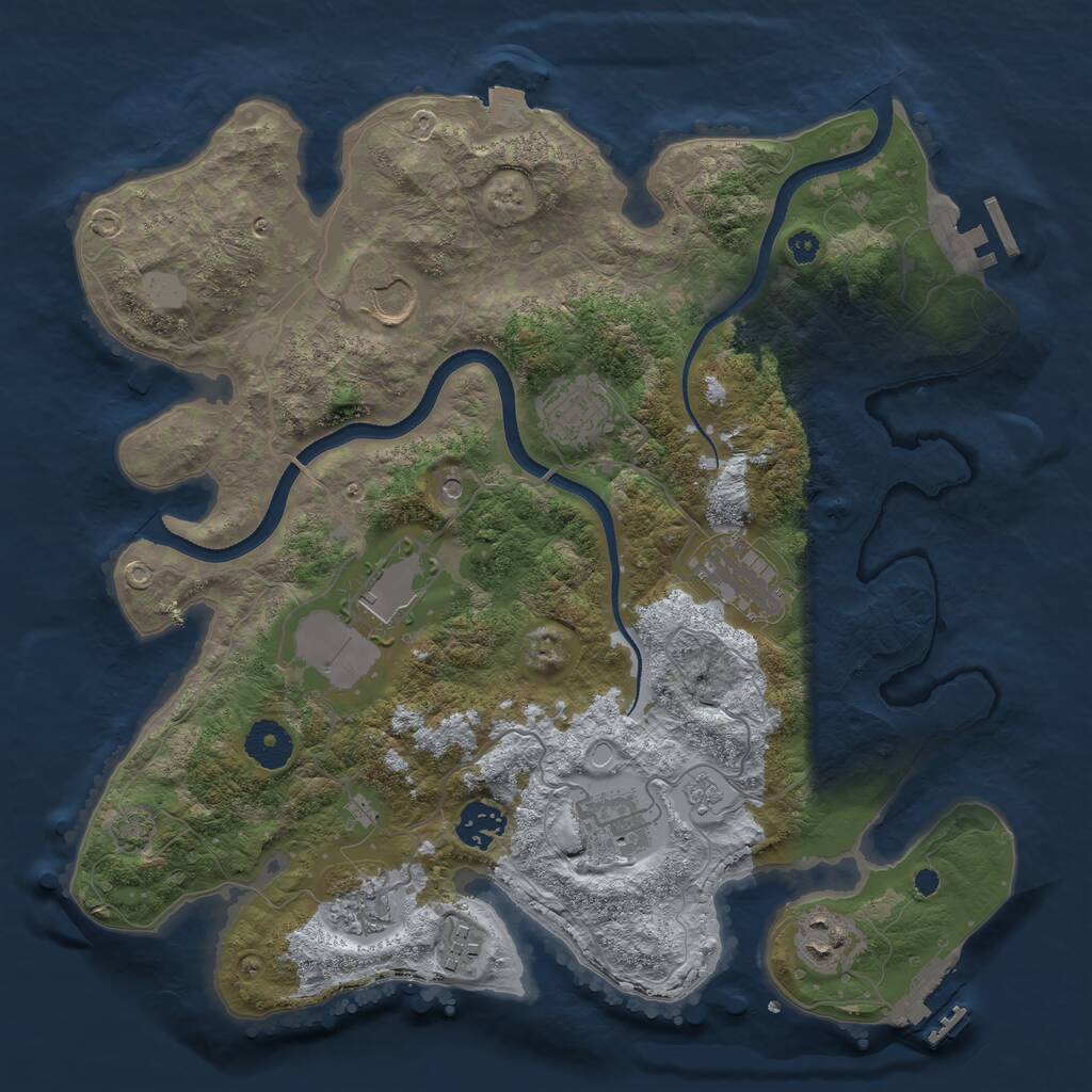 Rust Map: Procedural Map, Size: 3500, Seed: 799513062, 15 Monuments