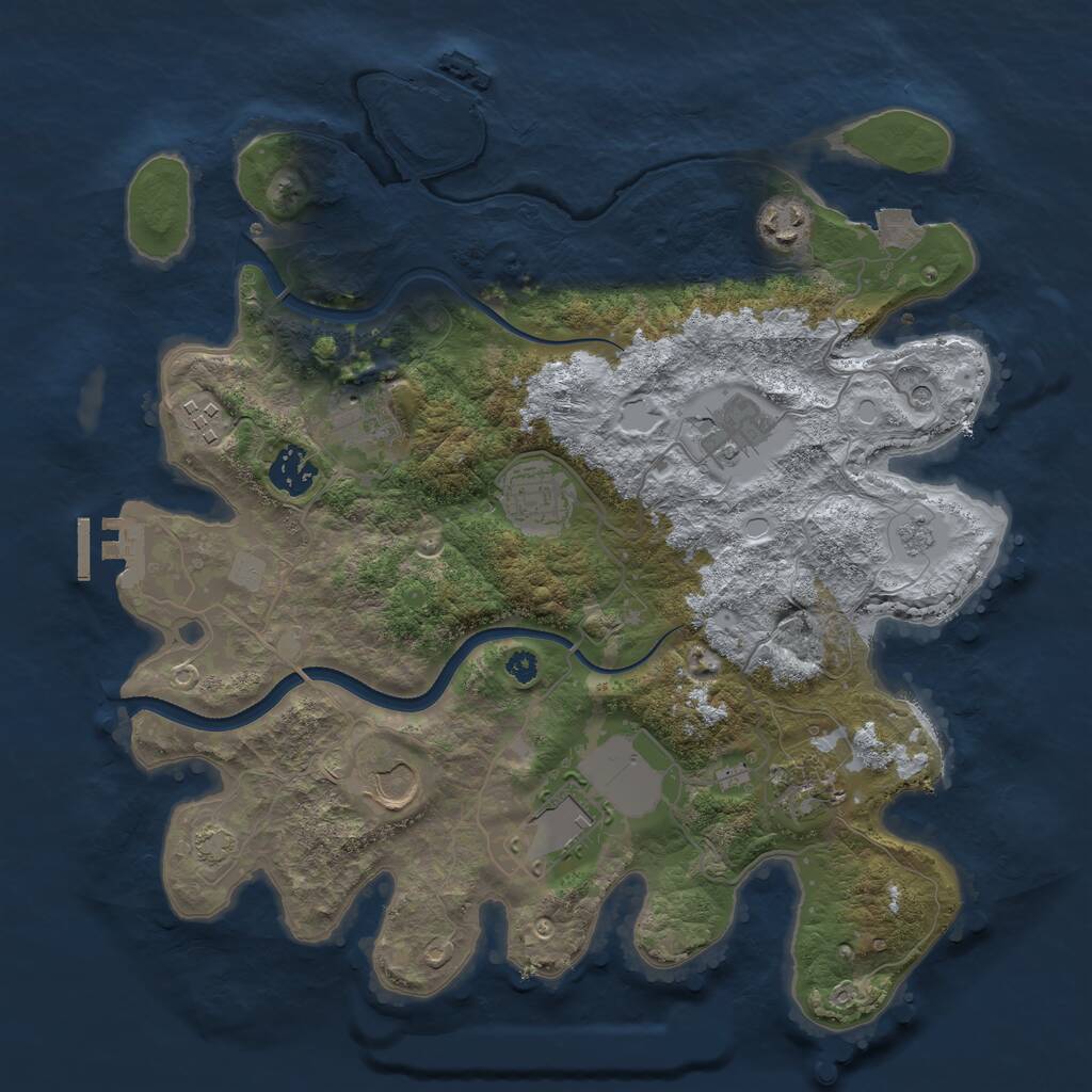 Rust Map: Procedural Map, Size: 3500, Seed: 1581748587, 15 Monuments