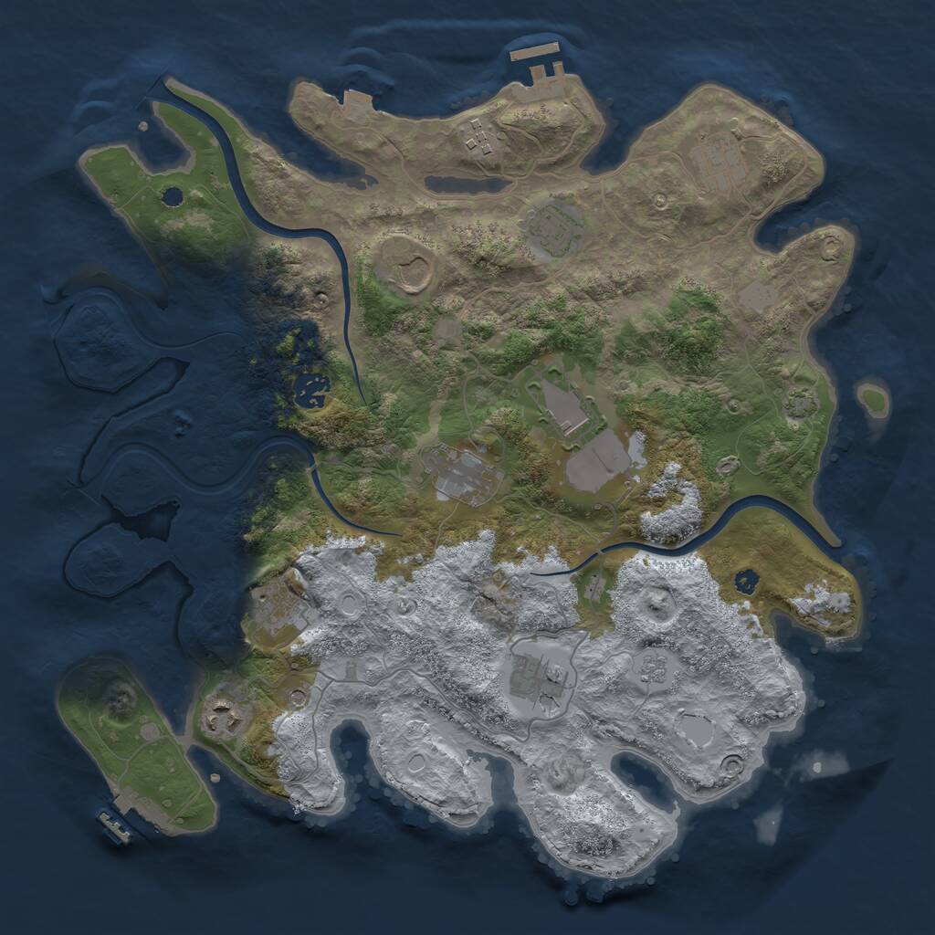 Rust Map: Procedural Map, Size: 3800, Seed: 50505, 16 Monuments