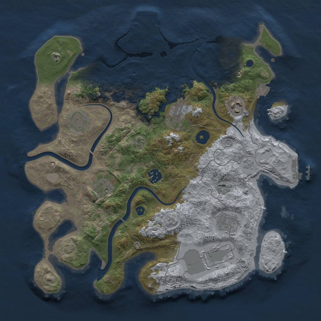 Rust Map: Procedural Map, Size: 3500, Seed: 1496377853, 14 Monuments