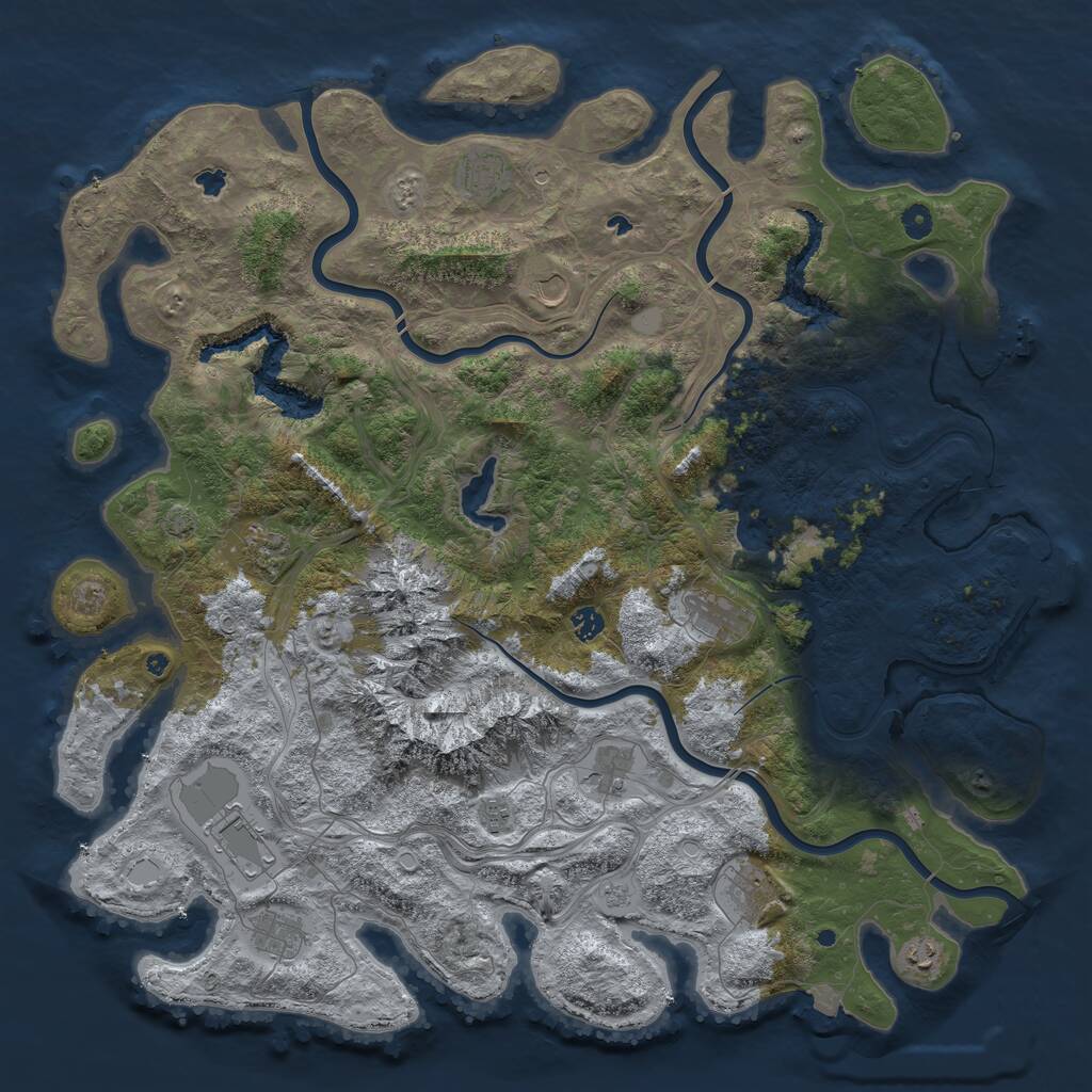 Rust Map: Procedural Map, Size: 5000, Seed: 1408240677, 17 Monuments