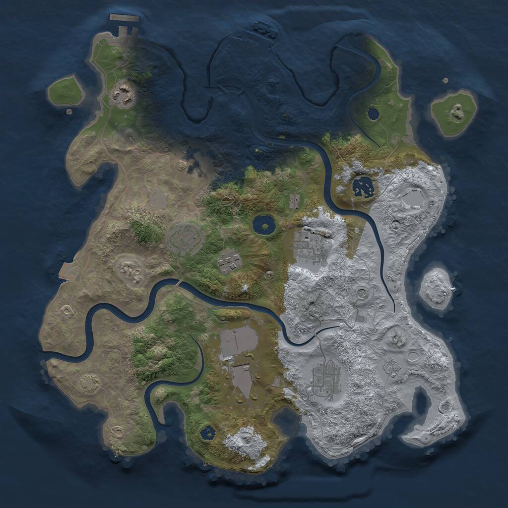 Rust Map: Procedural Map, Size: 3500, Seed: 12375846, 14 Monuments
