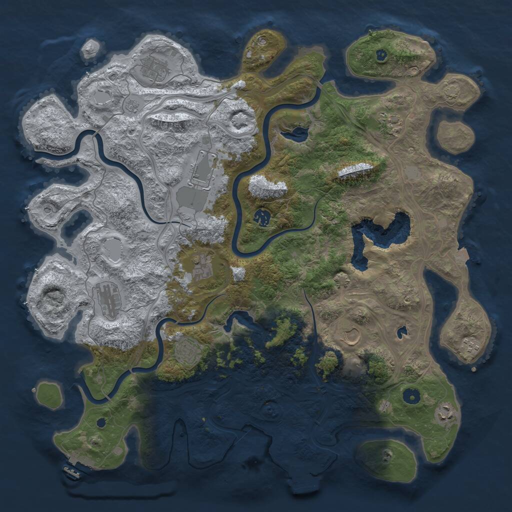Rust Map: Procedural Map, Size: 4500, Seed: 1997839315, 16 Monuments