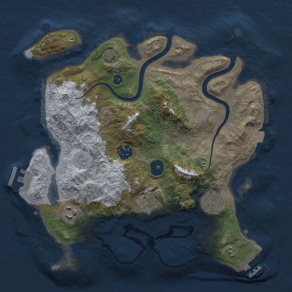 Rust Map: Procedural Map, Size: 3000, Seed: 417736726, 11 Monuments