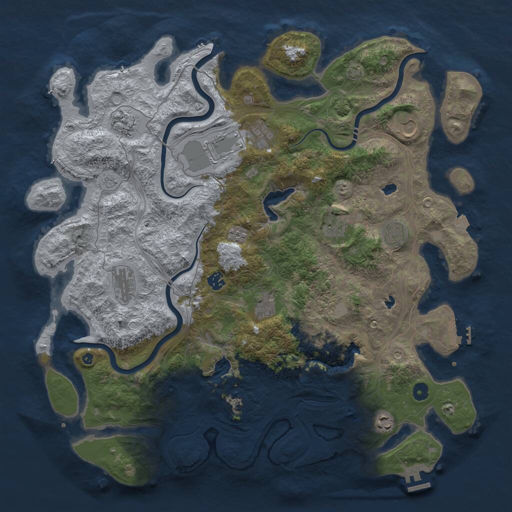 Rust Map: Procedural Map, Size: 4500, Seed: 1466551099, 17 Monuments