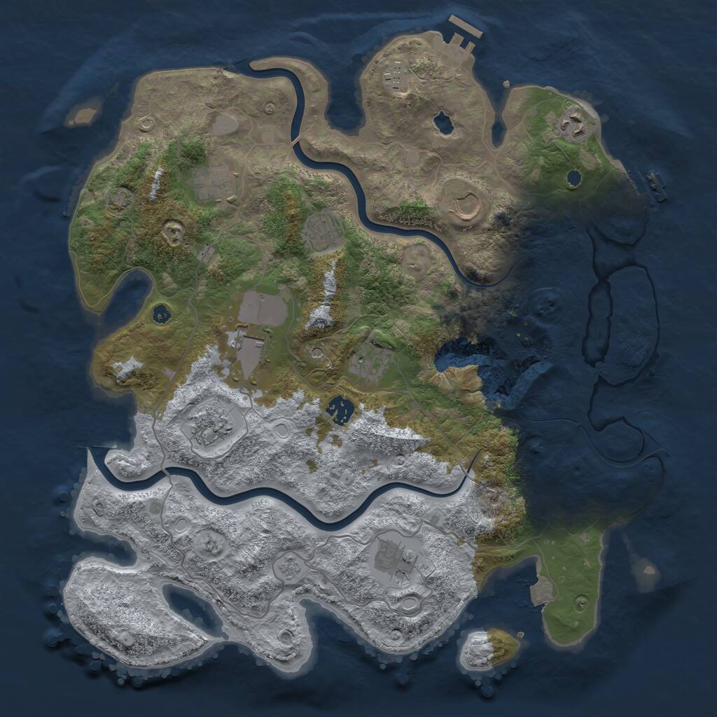 Rust Map: Procedural Map, Size: 4000, Seed: 23450, 16 Monuments