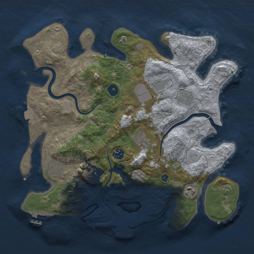 Rust Map: Procedural Map, Size: 3500, Seed: 54531071, 14 Monuments
