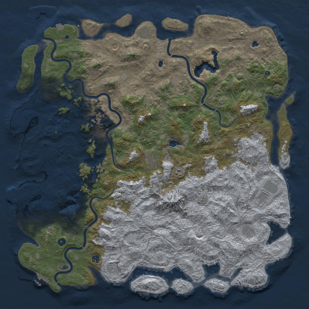 Rust Map: Procedural Map, Size: 6000, Seed: 1129856818, 17 Monuments