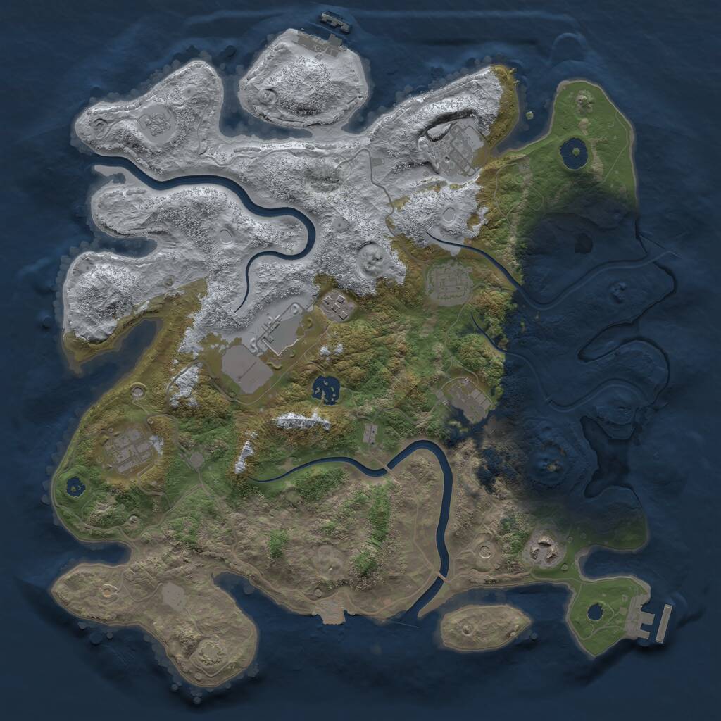 Rust Map: Procedural Map, Size: 3750, Seed: 1264138439, 14 Monuments