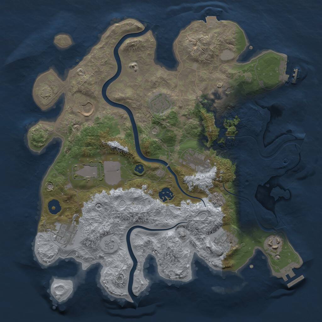 Rust Map: Procedural Map, Size: 3500, Seed: 51230, 16 Monuments