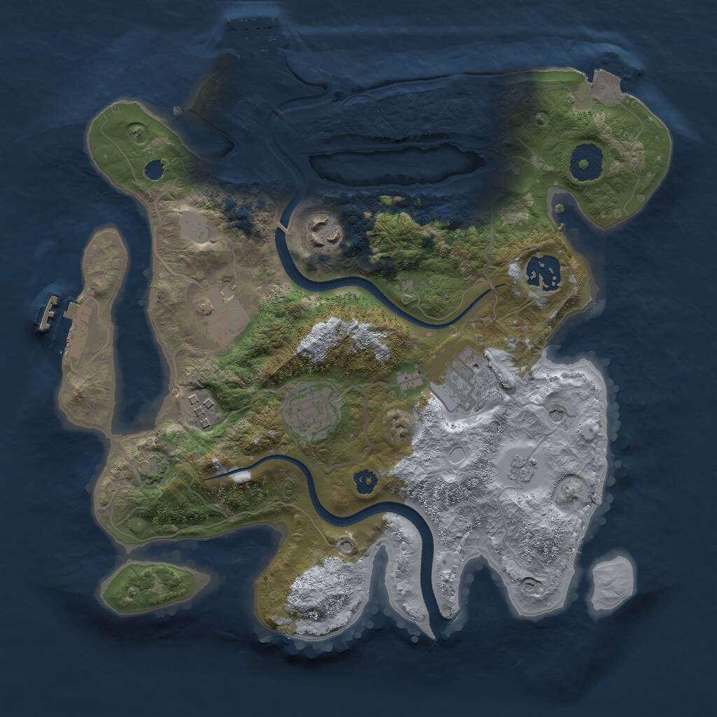 Rust Map: Procedural Map, Size: 3000, Seed: 1196038430, 12 Monuments