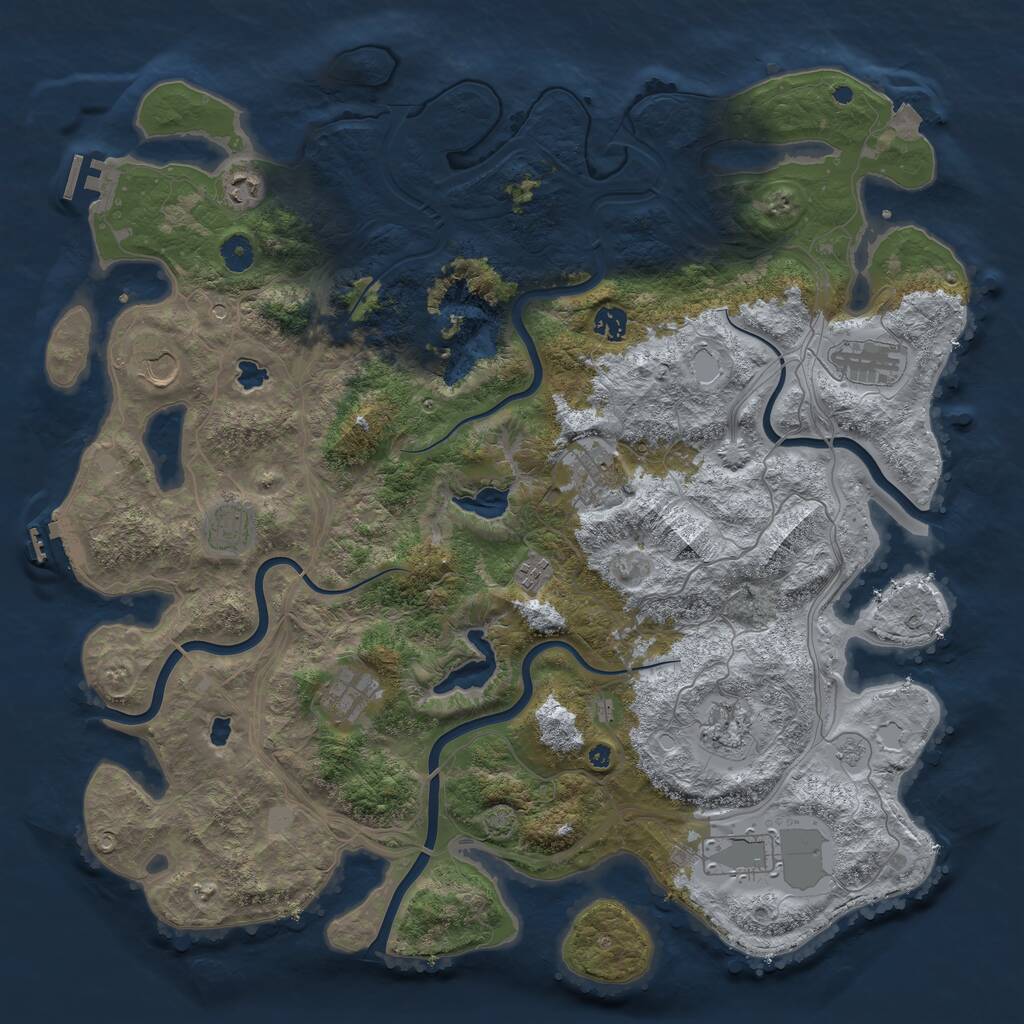 Rust Map: Procedural Map, Size: 4500, Seed: 5841239, 16 Monuments
