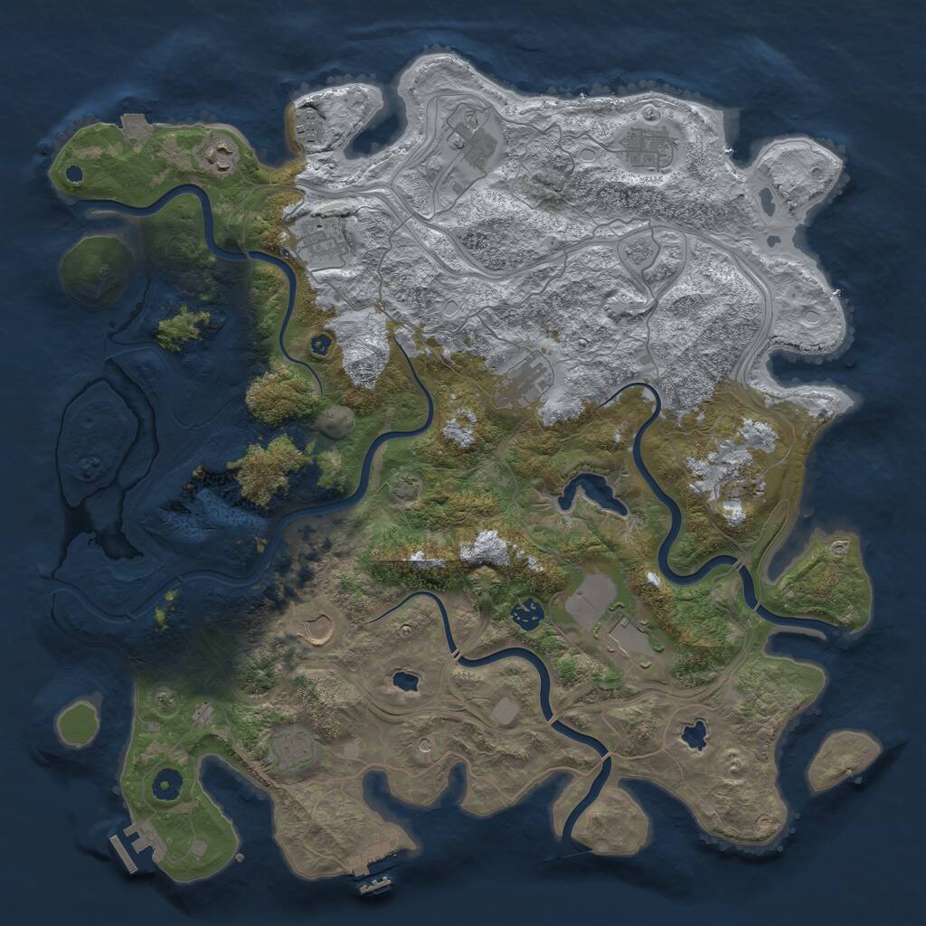 Rust Map: Procedural Map, Size: 4500, Seed: 1309563483, 17 Monuments