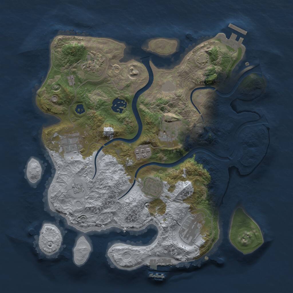 Rust Map: Procedural Map, Size: 3000, Seed: 360554644, 12 Monuments