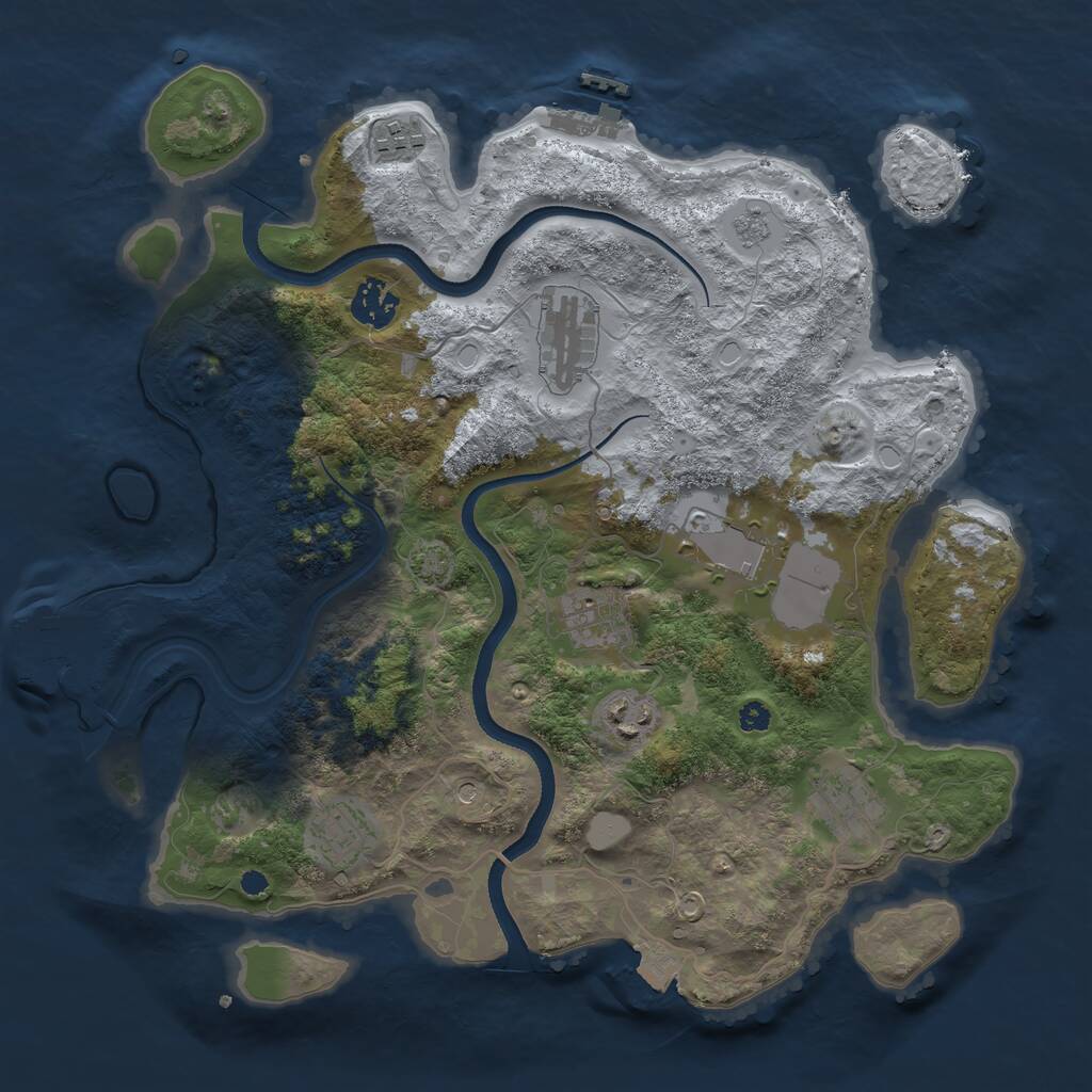 Rust Map: Procedural Map, Size: 3500, Seed: 163210961, 14 Monuments