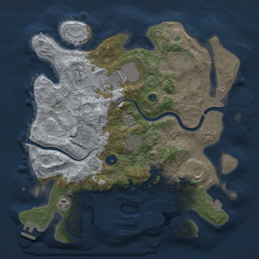 Rust Map: Procedural Map, Size: 3500, Seed: 418210677, 13 Monuments