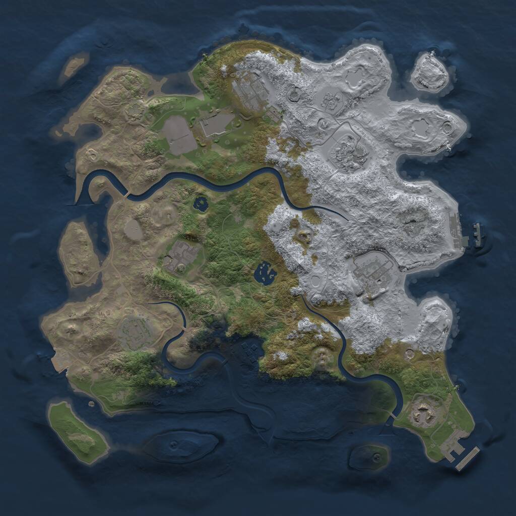 Rust Map: Procedural Map, Size: 3500, Seed: 1115799334, 15 Monuments