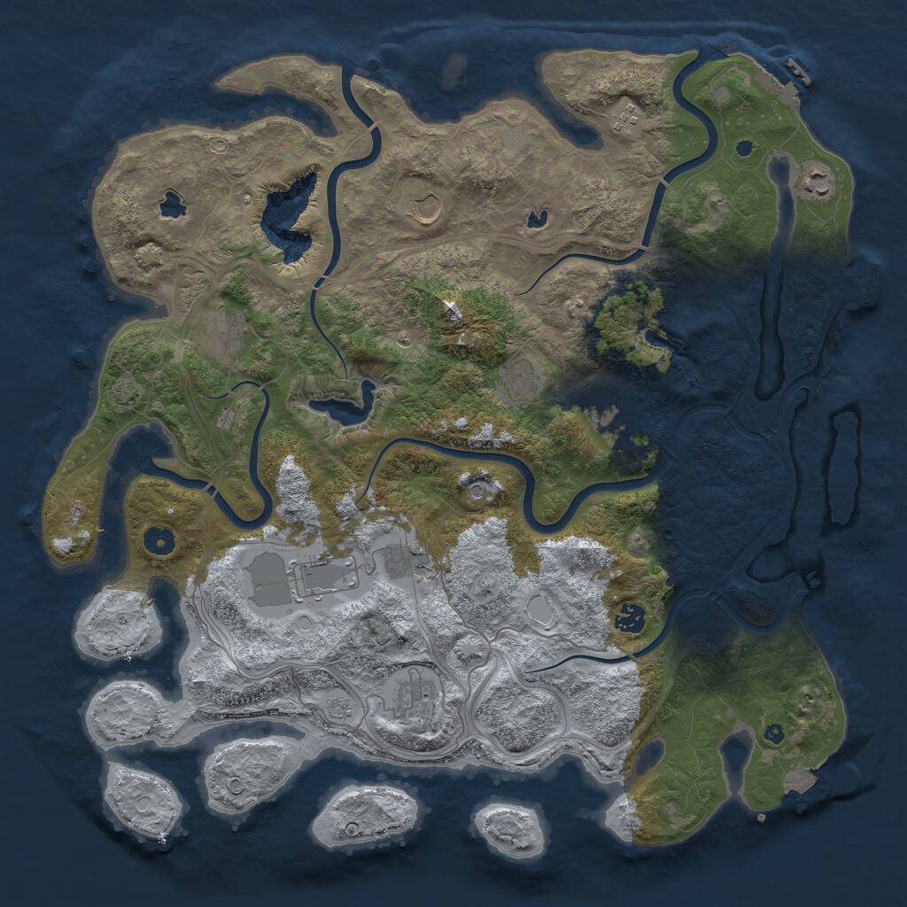 Rust Map: Procedural Map, Size: 4500, Seed: 586469517, 16 Monuments