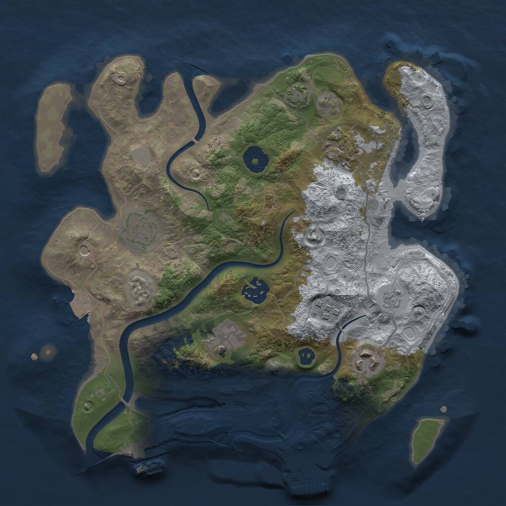 Rust Map: Procedural Map, Size: 3000, Seed: 4160975, 12 Monuments