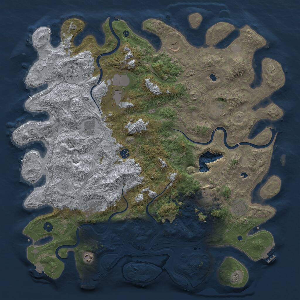 Rust Map: Procedural Map, Size: 4800, Seed: 607502628, 17 Monuments