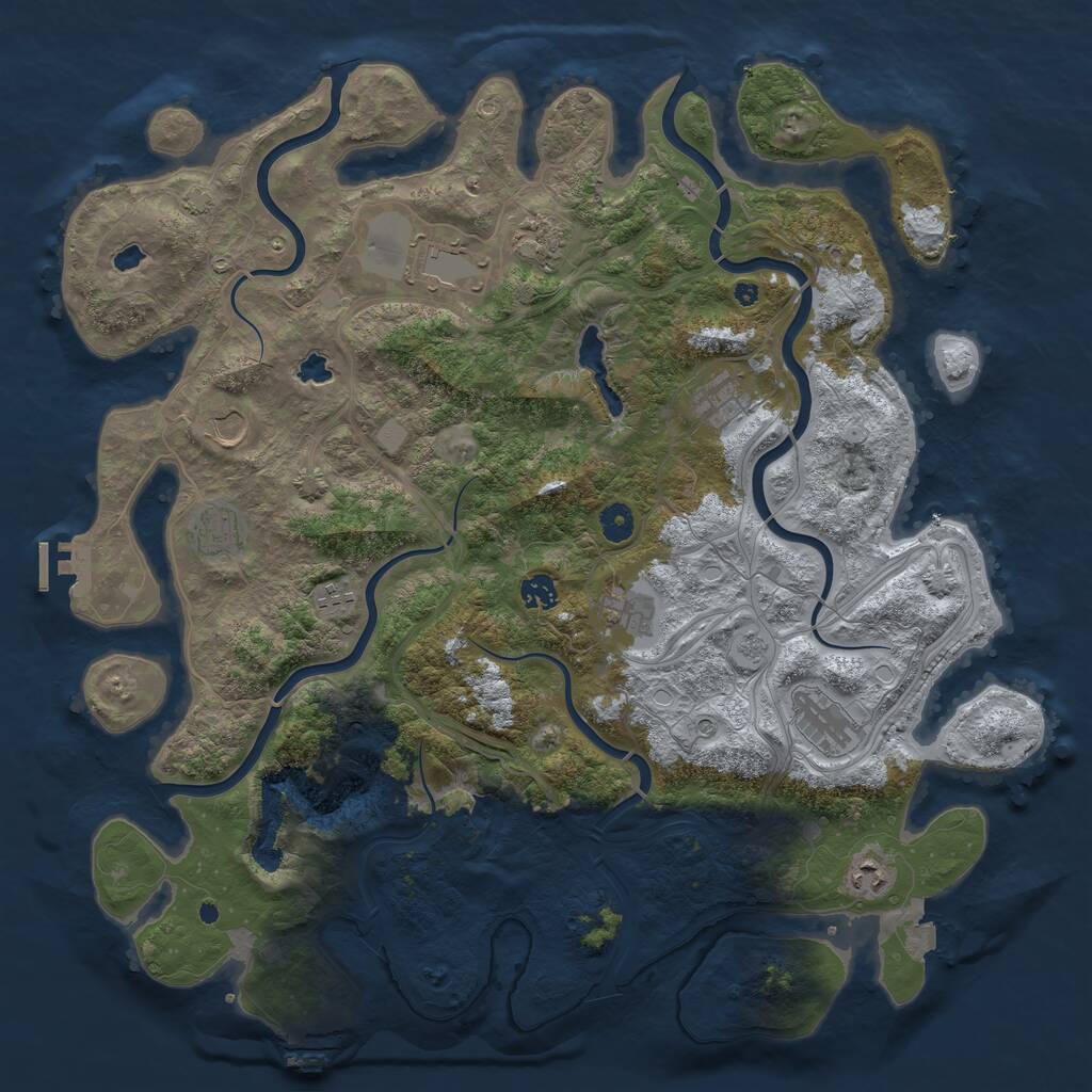 Rust Map: Procedural Map, Size: 4500, Seed: 49342395, 16 Monuments