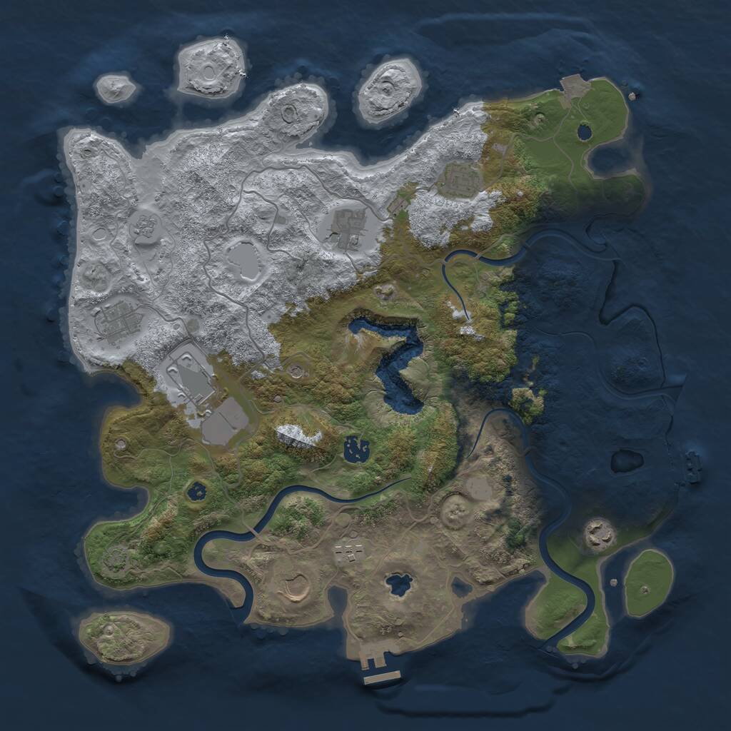 Rust Map: Procedural Map, Size: 4000, Seed: 1050972858, 14 Monuments