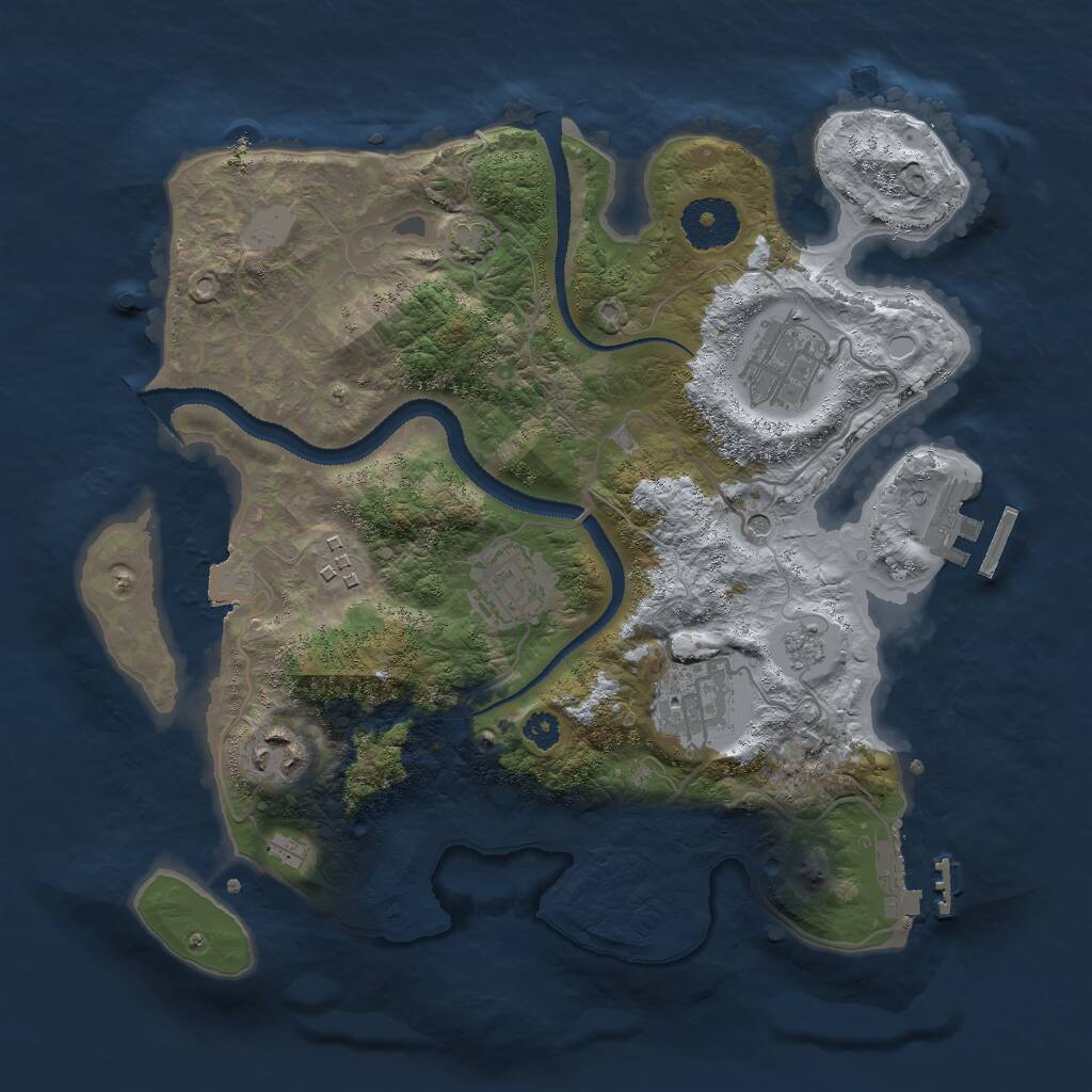 Rust Map: Procedural Map, Size: 3000, Seed: 1302857, 11 Monuments