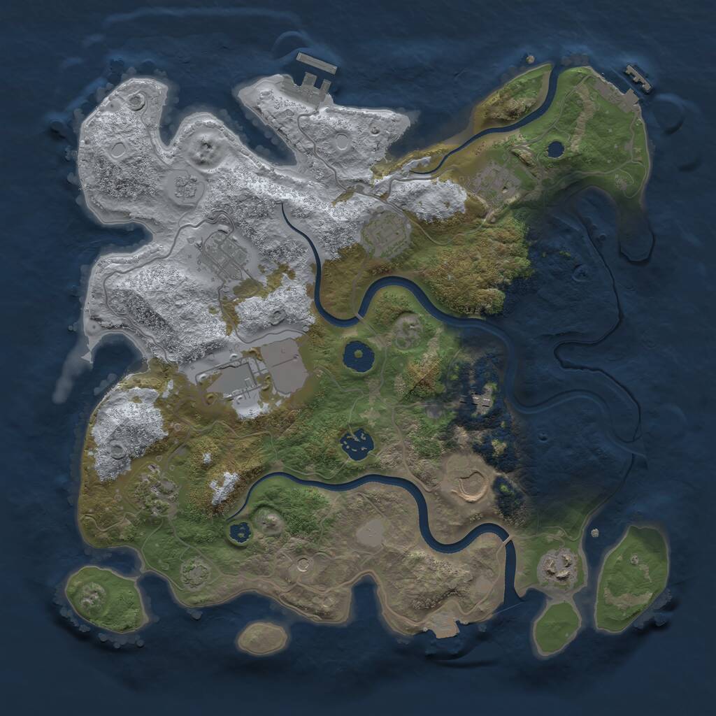 Rust Map: Procedural Map, Size: 3500, Seed: 1917526069, 15 Monuments