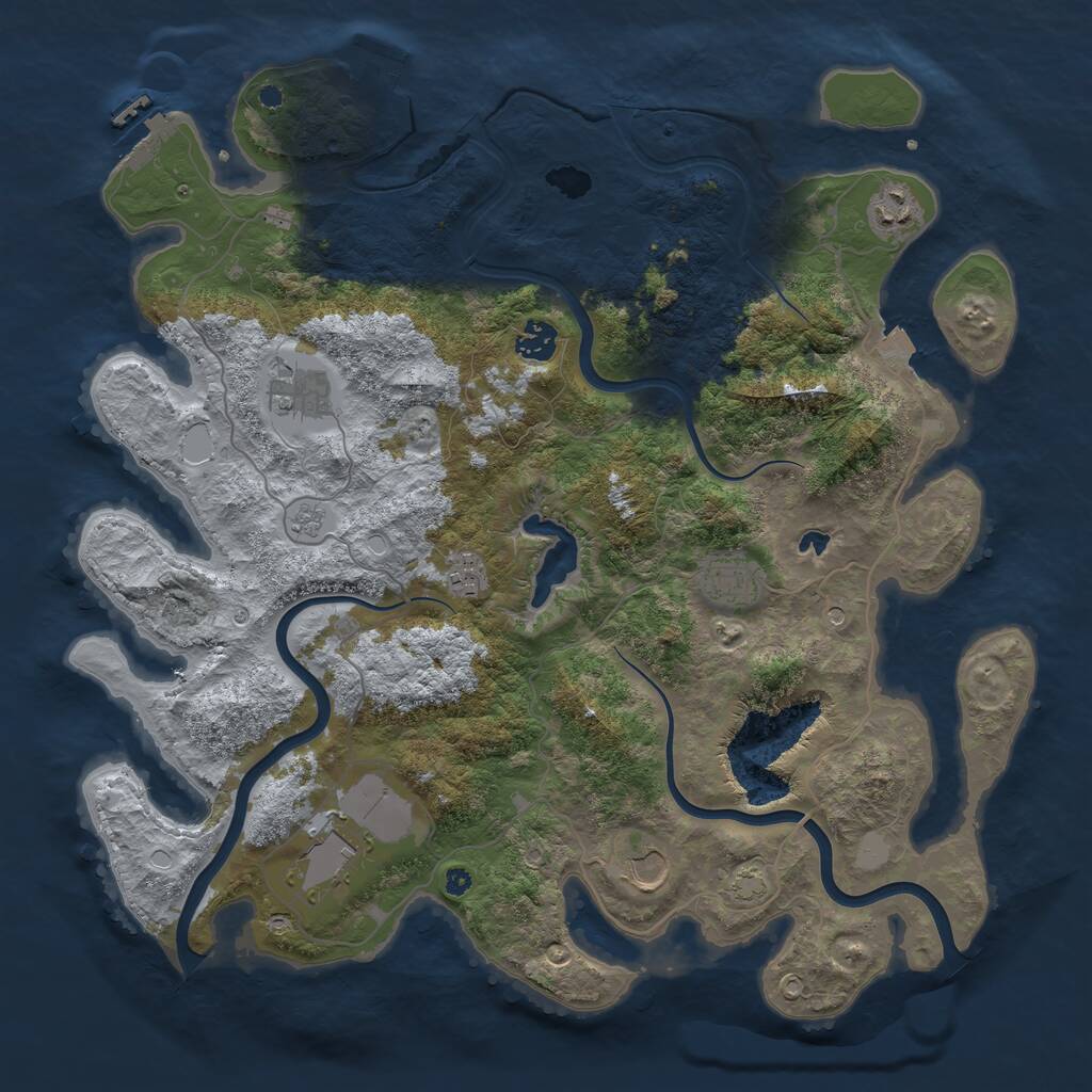 Rust Map: Procedural Map, Size: 4000, Seed: 1347288810, 13 Monuments
