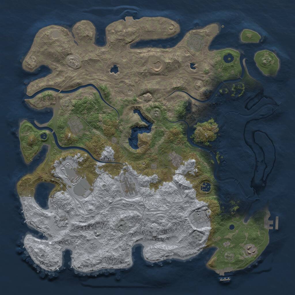 Rust Map: Procedural Map, Size: 4500, Seed: 657555, 17 Monuments