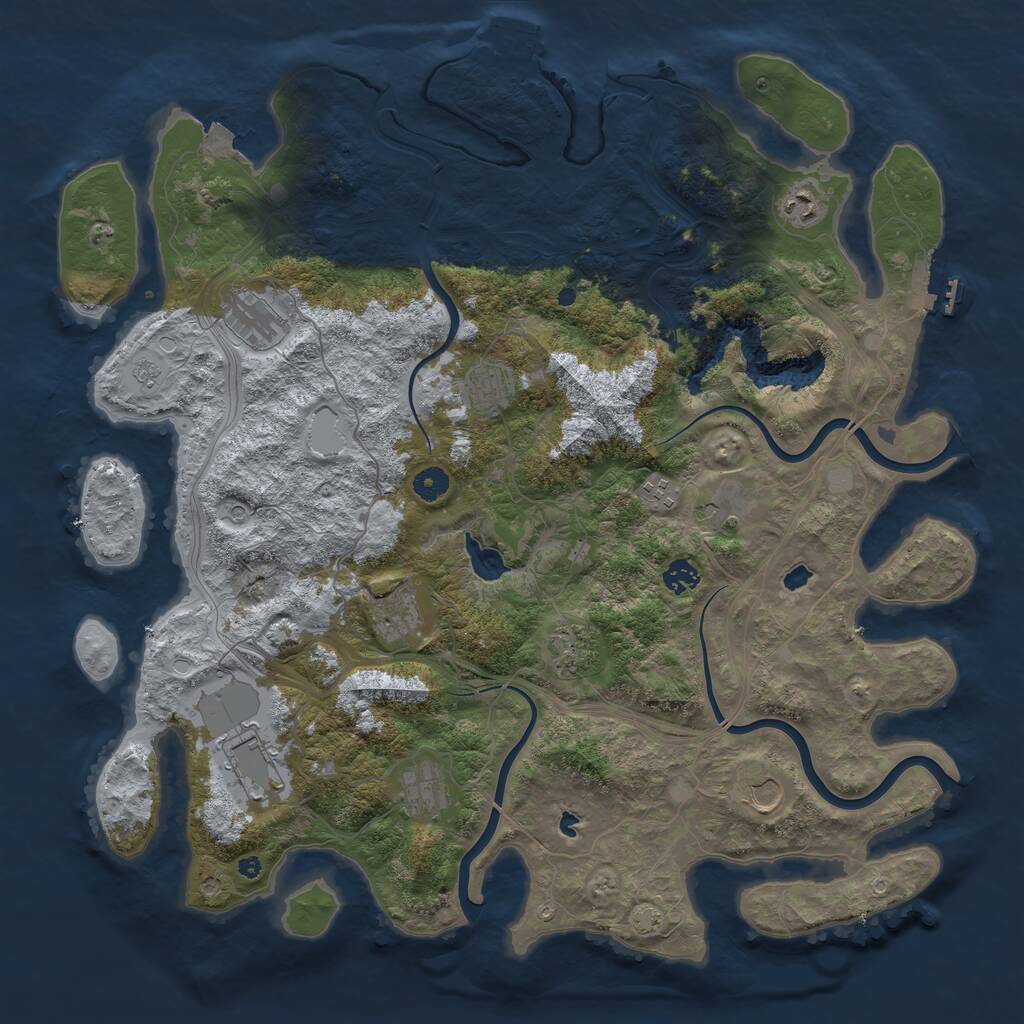Rust Map: Procedural Map, Size: 4500, Seed: 634213538, 17 Monuments