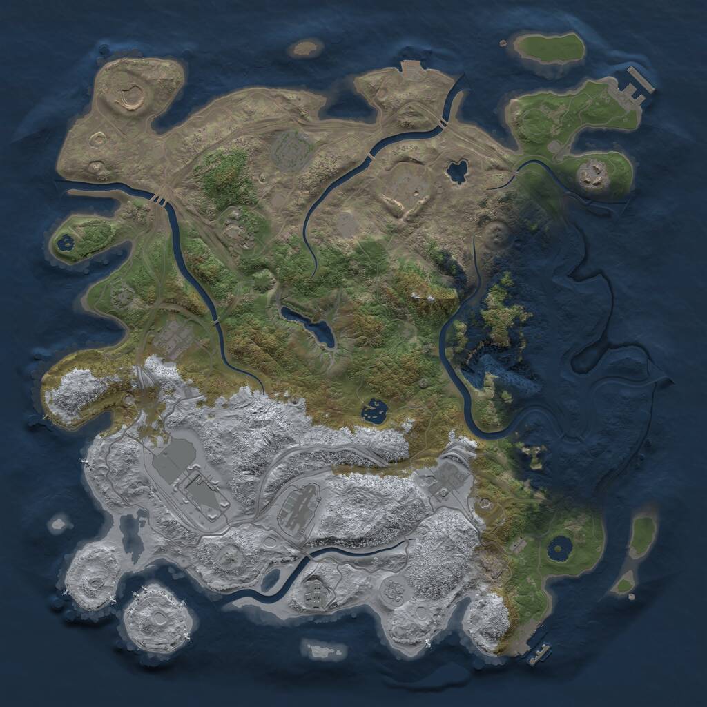 Rust Map: Procedural Map, Size: 4250, Seed: 1922300529, 17 Monuments