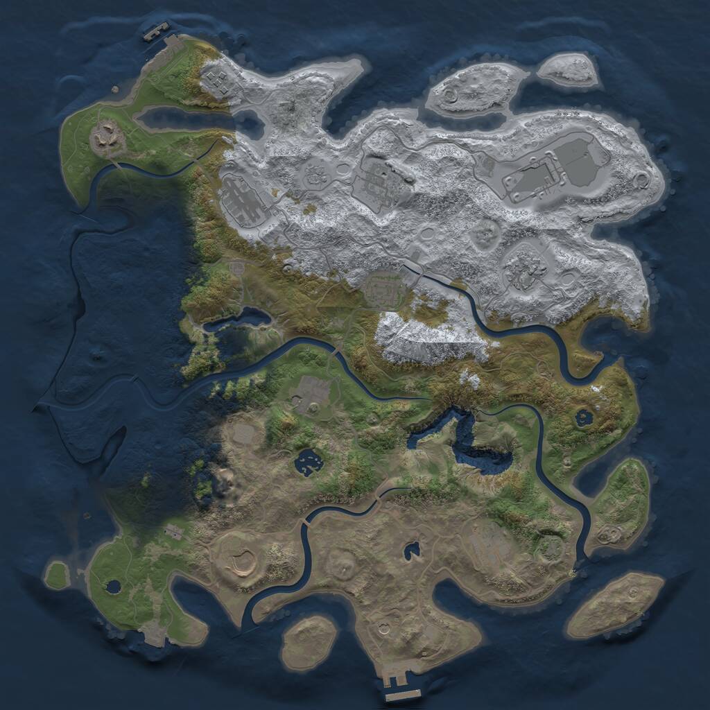 Rust Map: Procedural Map, Size: 4050, Seed: 792530970, 17 Monuments