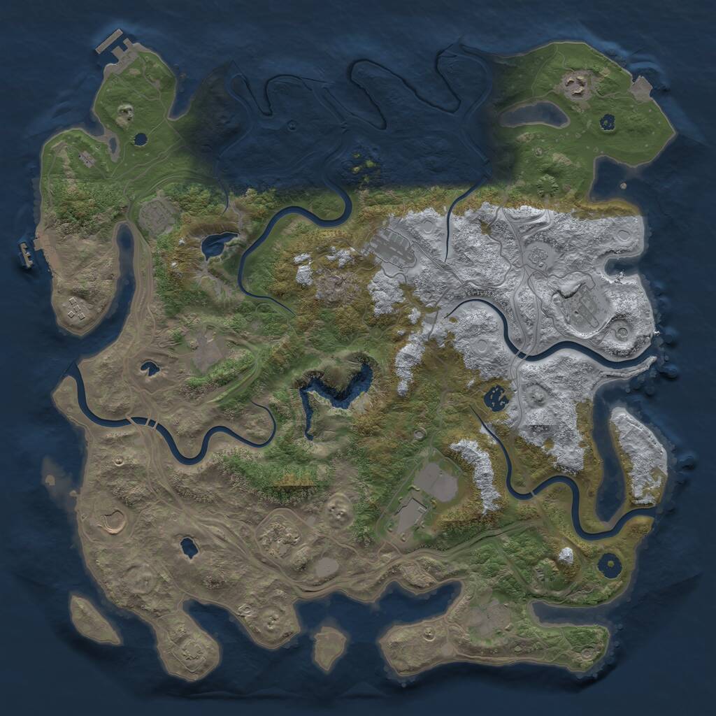 Rust Map: Procedural Map, Size: 4500, Seed: 1239672, 17 Monuments