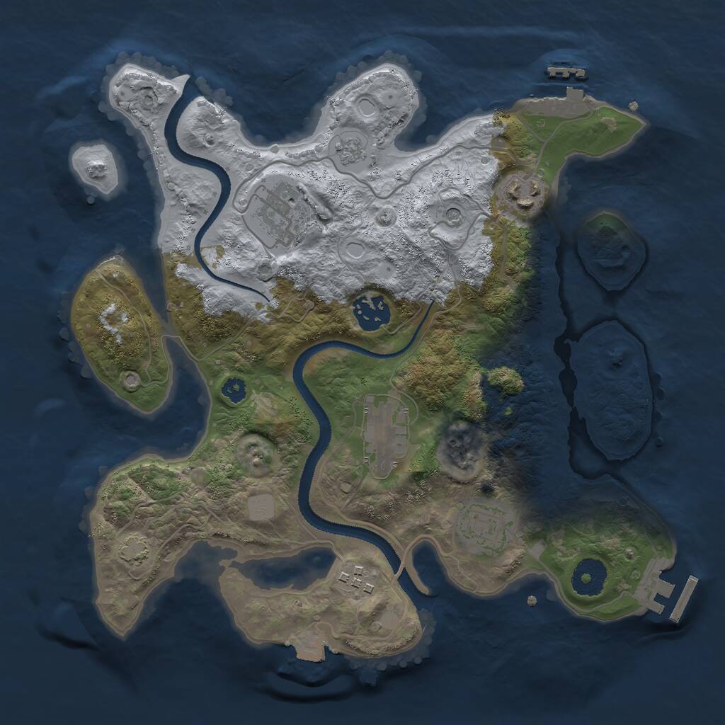 Rust Map: Procedural Map, Size: 3000, Seed: 281778677, 12 Monuments