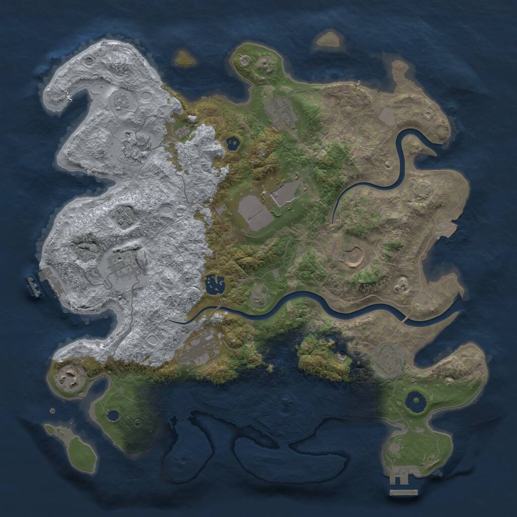 Rust Map: Procedural Map, Size: 3750, Seed: 578658882, 16 Monuments